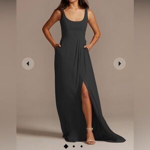 Davids Bridal Chiffon Tank Scoop Neck Dress